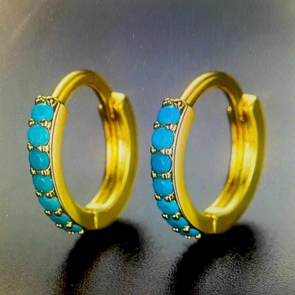 Elegant Gold And Blue Stone Earrings
